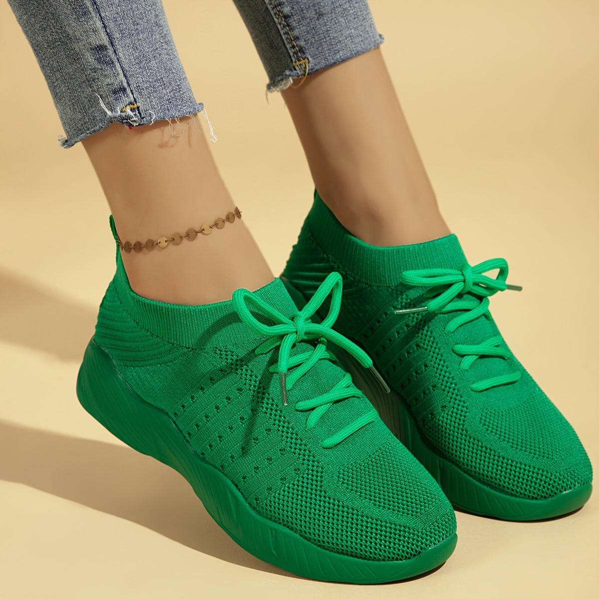 Damen nan gestrickte Slip-On Sneaker mit Memory-Fußbett und rutschfester Wellenlaufsohle Drune