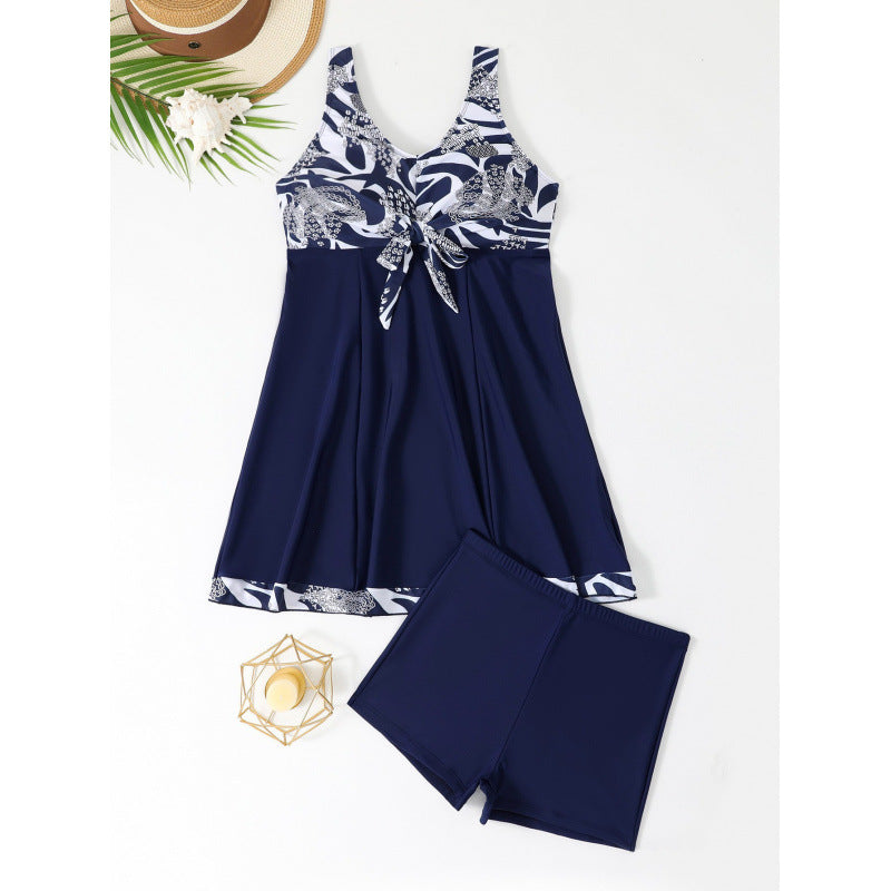 Damen Sportliches Tankini-Set mit modischem Knoten und Shorts Drune