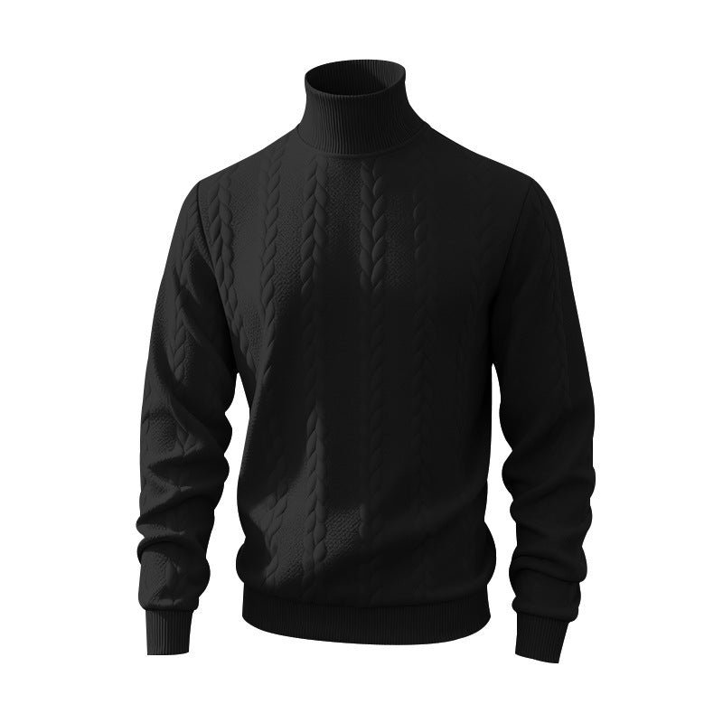 Herren nan feiner Zopfmuster-Rollkragenpullover mit schmaler Passform, geripptem Kragen und elastischen Bündchen Drune