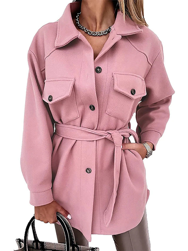 Damen nan oversized Hemdjacke aus Wollmischung mit aufgesetzten Pattentaschen Drune