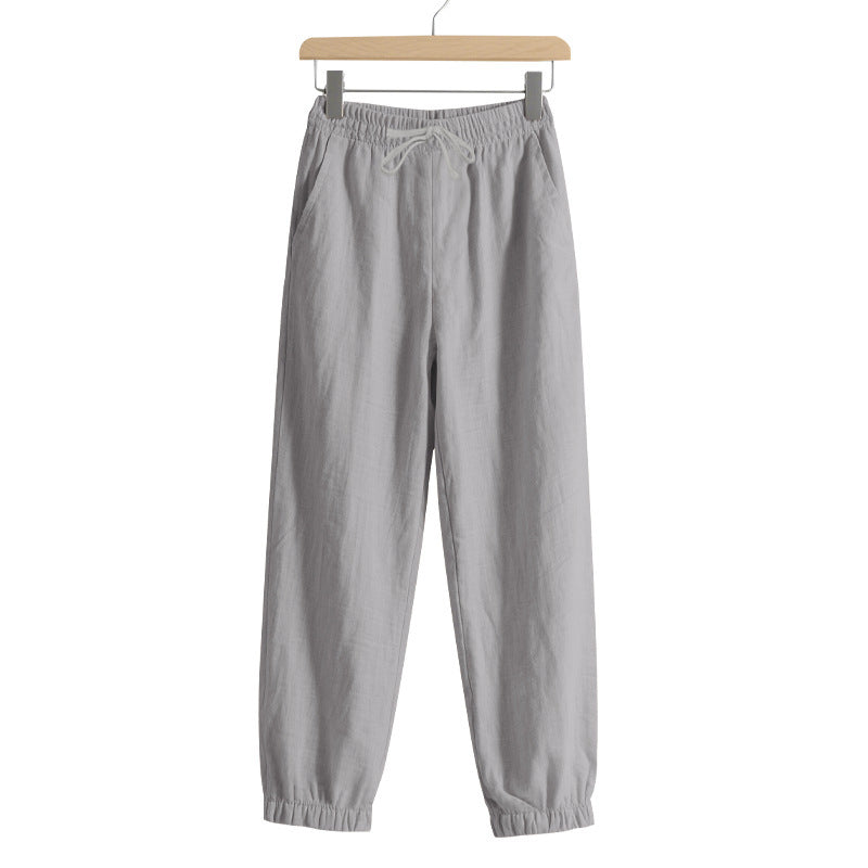 Damen nan relaxed-fit Haremshose aus Leinenmix mit Tunnelzugbund und elastischen Knöchelbündchen Drune