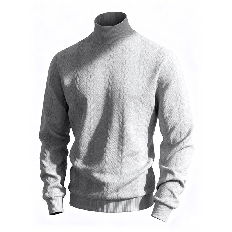 Herren nan feiner Zopfmuster-Rollkragenpullover mit schmaler Passform, geripptem Kragen und elastischen Bündchen Drune