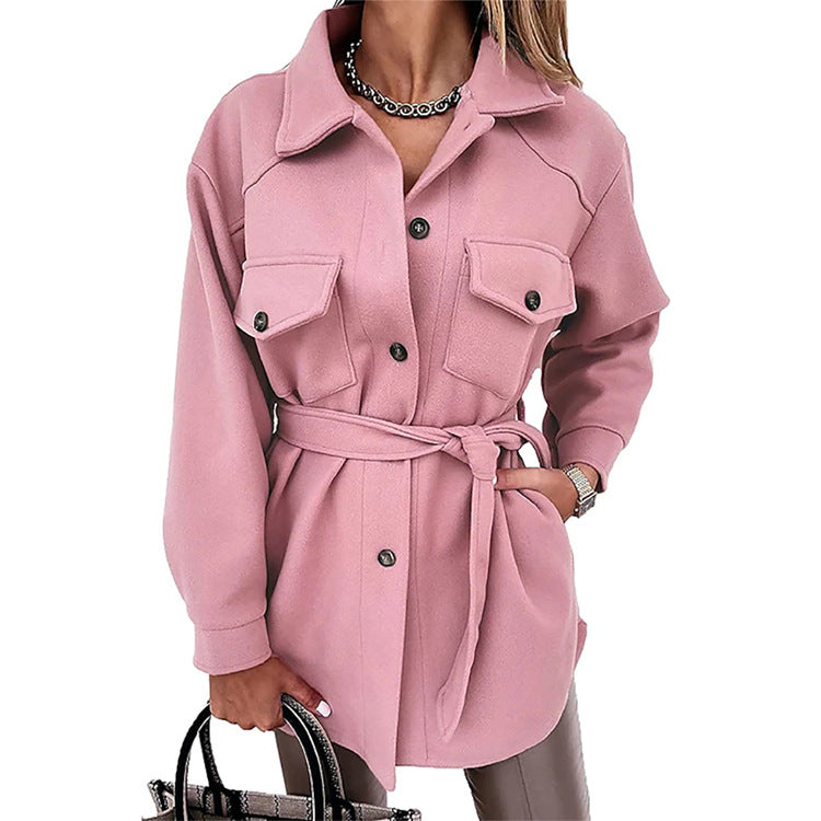 Damen nan oversized Hemdjacke aus Wollmischung mit aufgesetzten Pattentaschen Drune