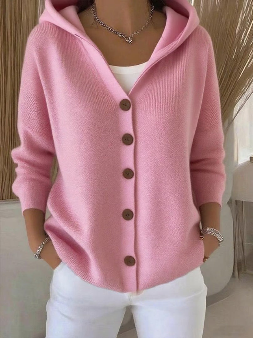 Damen nan Kapuzen-Cardigan mit Knopfleiste und lässiger Oversize-Passform Drune