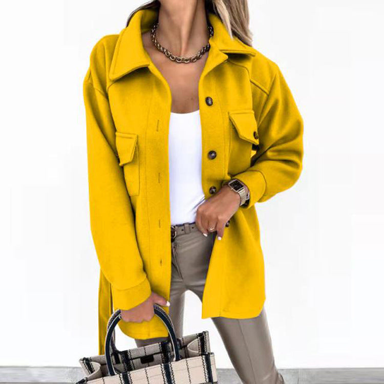 Damen nan oversized Hemdjacke aus Wollmischung mit aufgesetzten Pattentaschen Drune