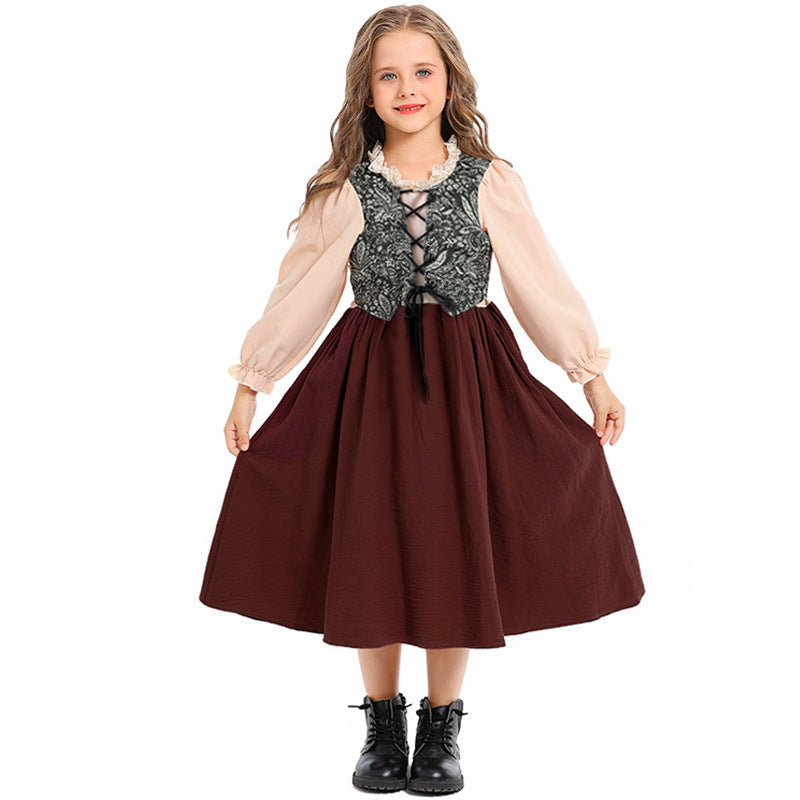 Unisex nan Kinderkostüm Set mit bestickter Paisley-Weste und Rüschenbluse Drune