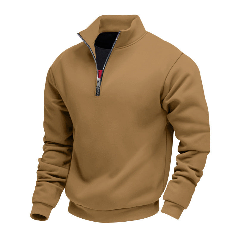 Herren nan halbhoher Reißverschluss-Sweatpullover mit Stehkragen weichem Fleecefutter und elastischen Bündchen Drune