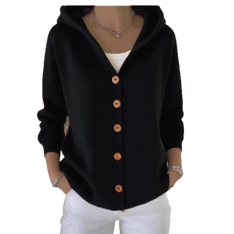 Damen nan Kapuzen-Cardigan mit Knopfleiste und lässiger Oversize-Passform Drune