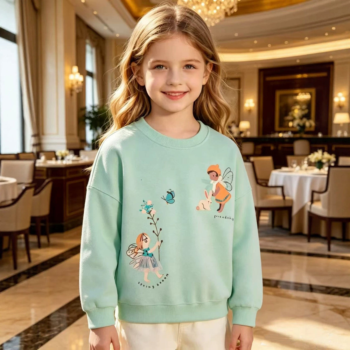 Mädchen Sweatshirt mit zauberhaftem Feen- und Blumenmotiv Drune