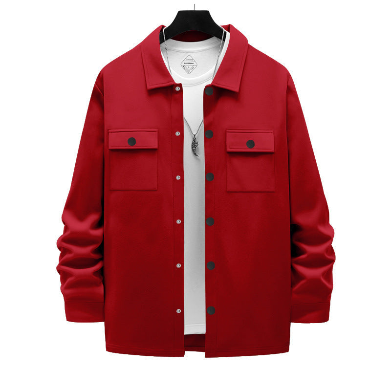 Herren nan Overshirt-Jacke mit Brustklappen, lockerer Passform und durchgehender Knopfleiste Drune