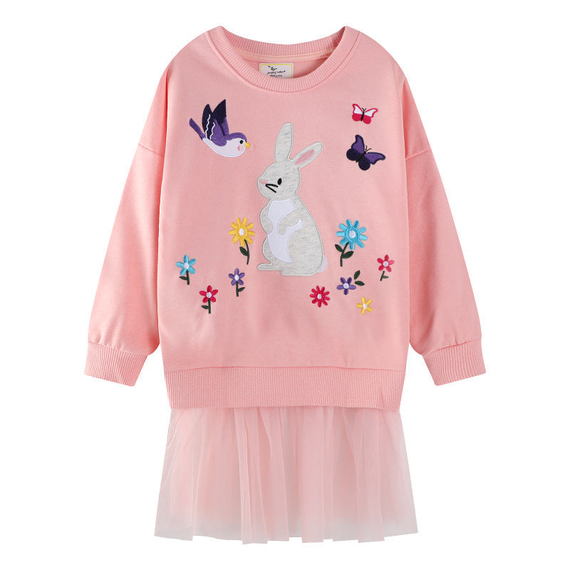 Mädchen Sweatshirt mit Tüllrock und tierischer Applikation Drune