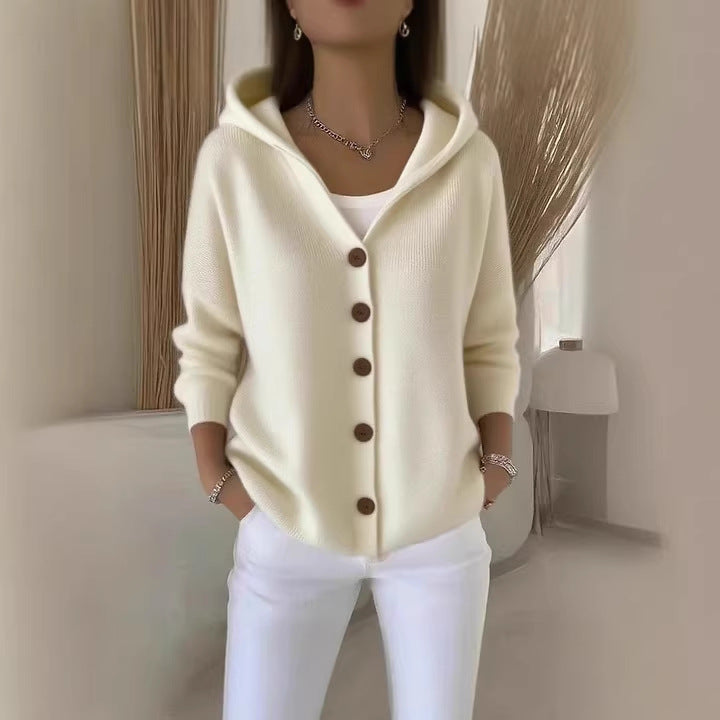 Damen nan Kapuzen-Cardigan mit Knopfleiste und lässiger Oversize-Passform Drune