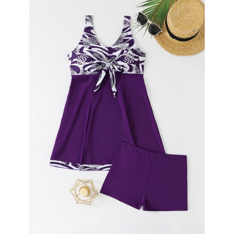 Damen Sportliches Tankini-Set mit modischem Knoten und Shorts Drune