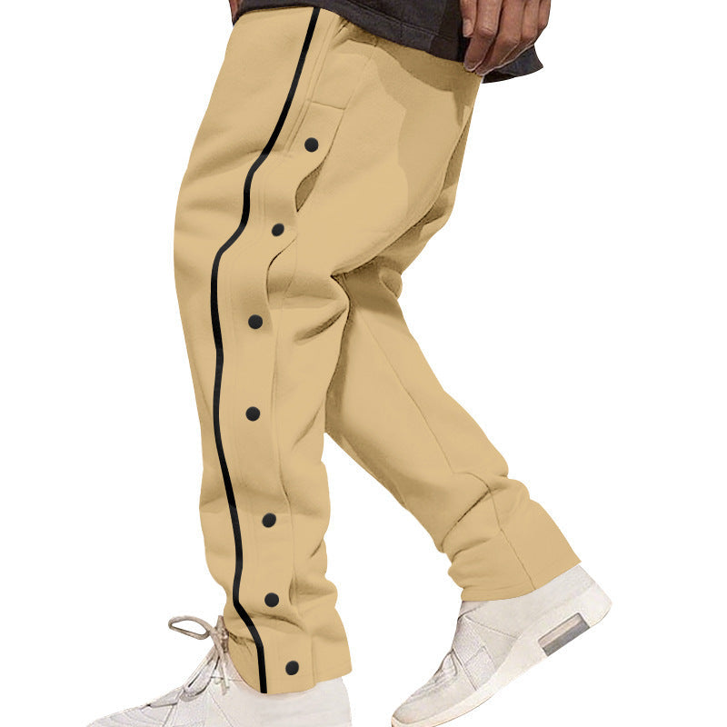 Herren nan weite Trackpants mit seitlicher Druckknopfleiste, elastischem Bund und reflektierendem Streamline-Streifen Drune