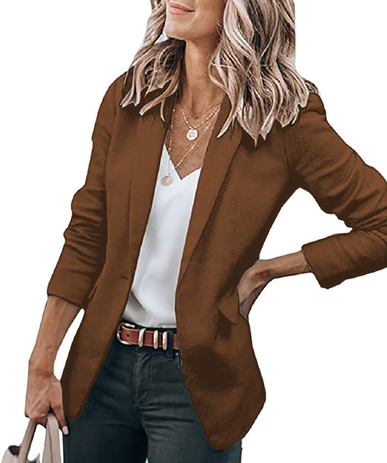 Damen nan legerer taillierter Blazer mit dreiviertelärmeln und offener Vorderseite Drune