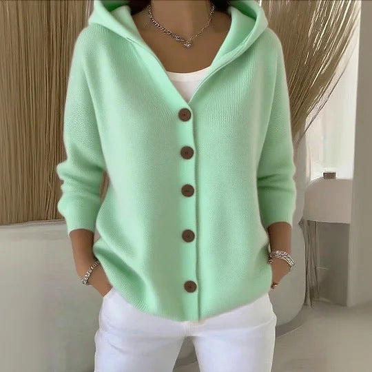 Damen nan Kapuzen-Cardigan mit Knopfleiste und lässiger Oversize-Passform Drune
