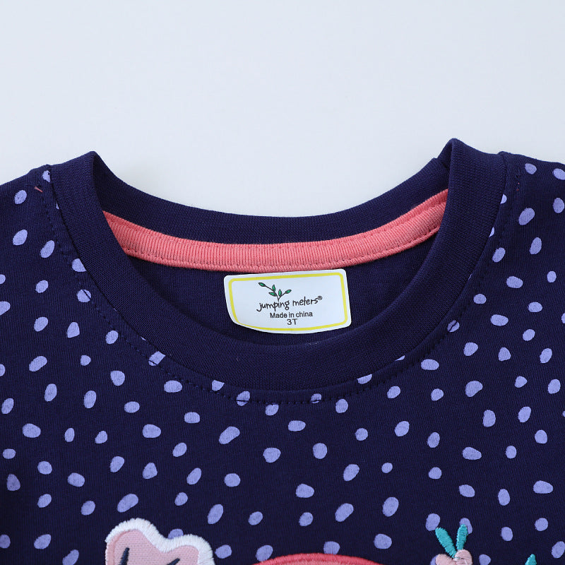 Mädchen T-Shirt Kleid mit buntem Dinosaurier- und Blumenmotiv Drune