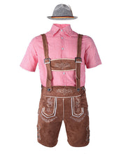 82352【Rotes Oberteil + braune Latzhose + graue Mütze】