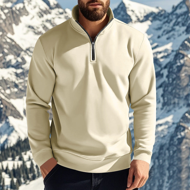 Herren nan halbhoher Reißverschluss-Sweatpullover mit Stehkragen weichem Fleecefutter und elastischen Bündchen Drune