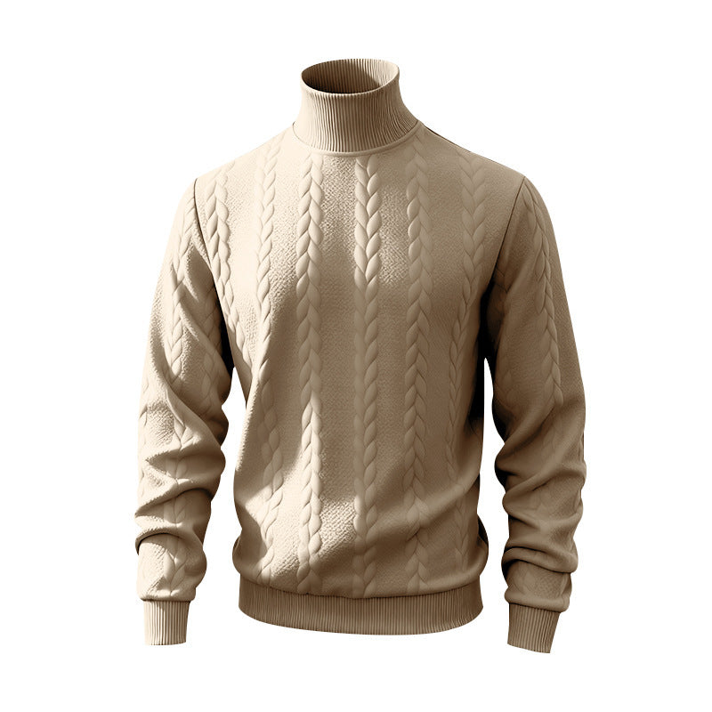 Herren nan feiner Zopfmuster-Rollkragenpullover mit schmaler Passform, geripptem Kragen und elastischen Bündchen Drune