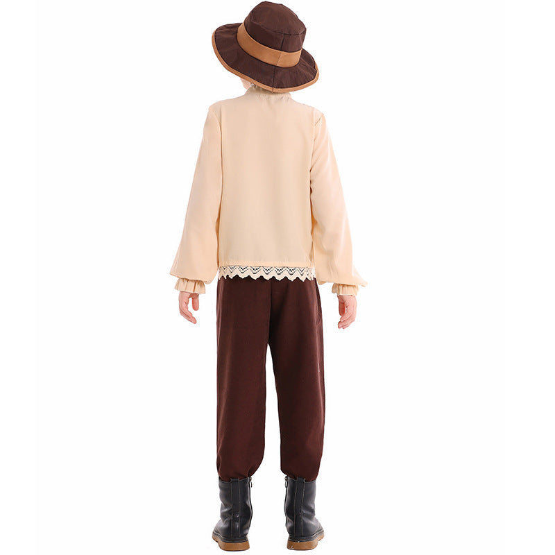 Unisex nan Kinderkostüm Set mit bestickter Paisley-Weste und Rüschenbluse Drune