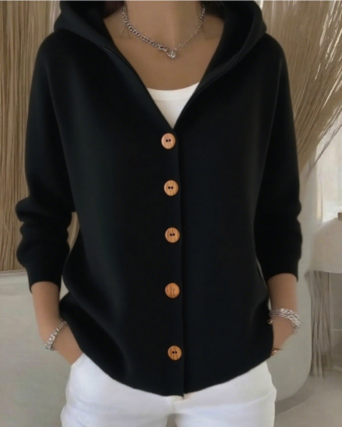 Damen nan Kapuzen-Cardigan mit Knopfleiste und lässiger Oversize-Passform Drune