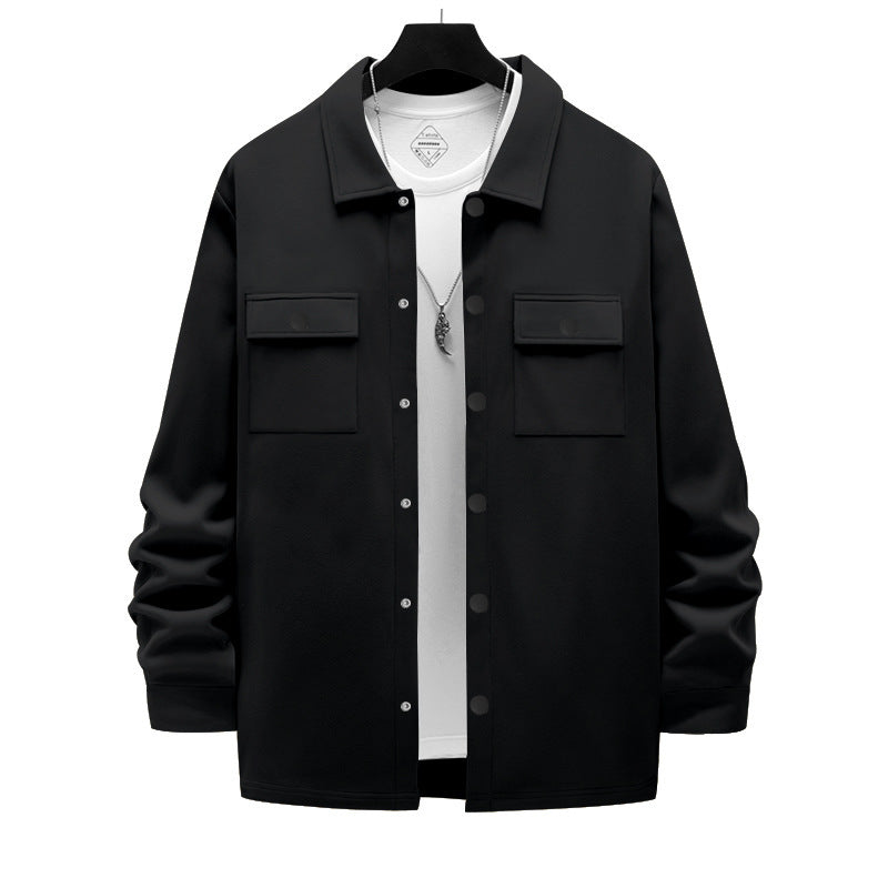 Herren nan Overshirt-Jacke mit Brustklappen, lockerer Passform und durchgehender Knopfleiste Drune