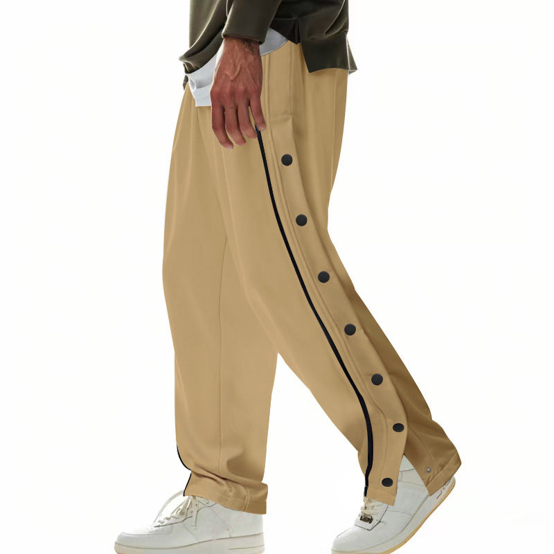 Herren nan weite Trackpants mit seitlicher Druckknopfleiste, elastischem Bund und reflektierendem Streamline-Streifen Drune