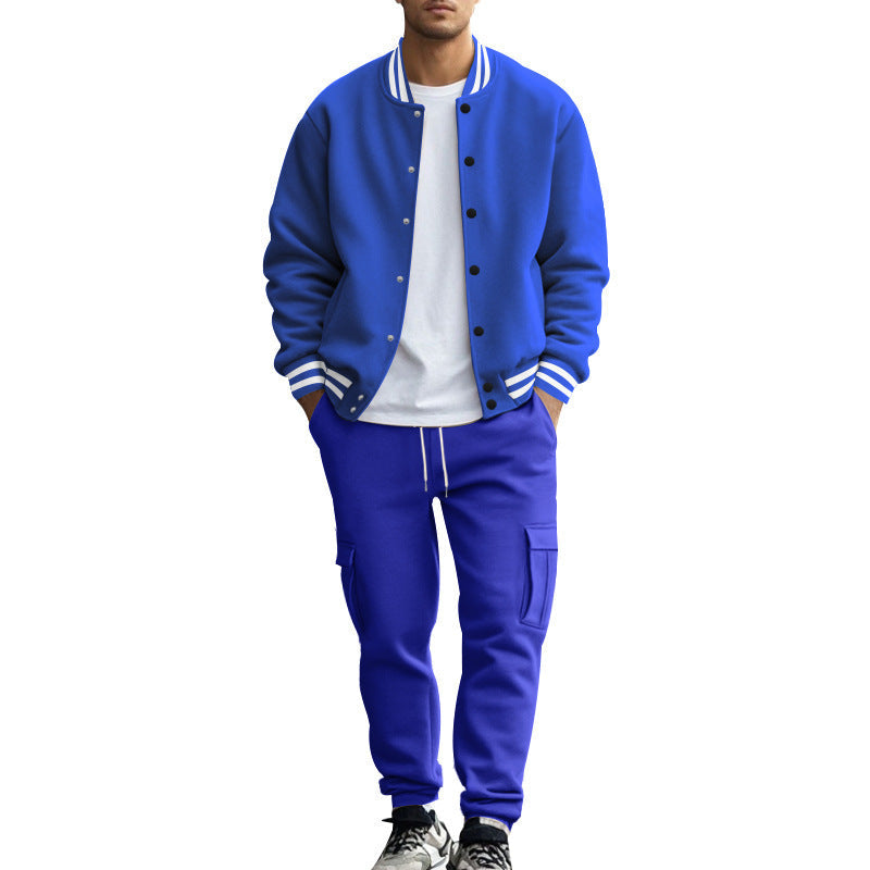 Herren nan College-Bomberjacke mit kontrastbündchen und Cargo-Jogginghose Set Drune