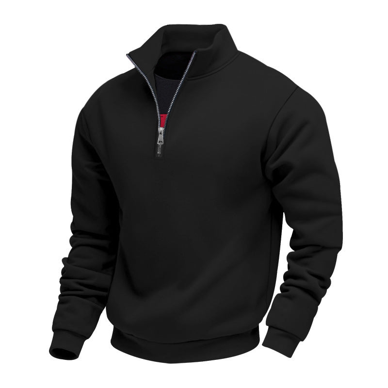 Herren nan halbhoher Reißverschluss-Sweatpullover mit Stehkragen weichem Fleecefutter und elastischen Bündchen Drune