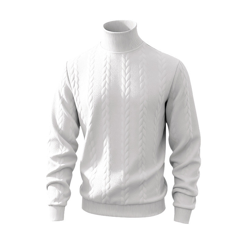 Herren nan feiner Zopfmuster-Rollkragenpullover mit schmaler Passform, geripptem Kragen und elastischen Bündchen Drune