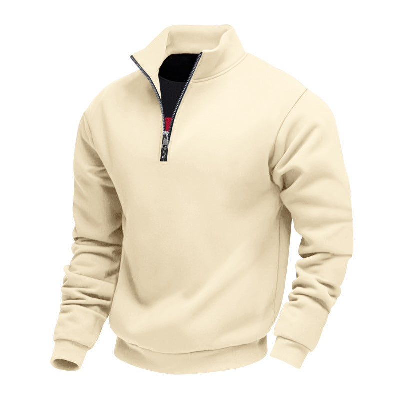 Herren nan halbhoher Reißverschluss-Sweatpullover mit Stehkragen weichem Fleecefutter und elastischen Bündchen Drune
