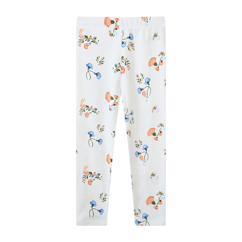 Mädchen Leggings mit buntem Blumenmuster Drune