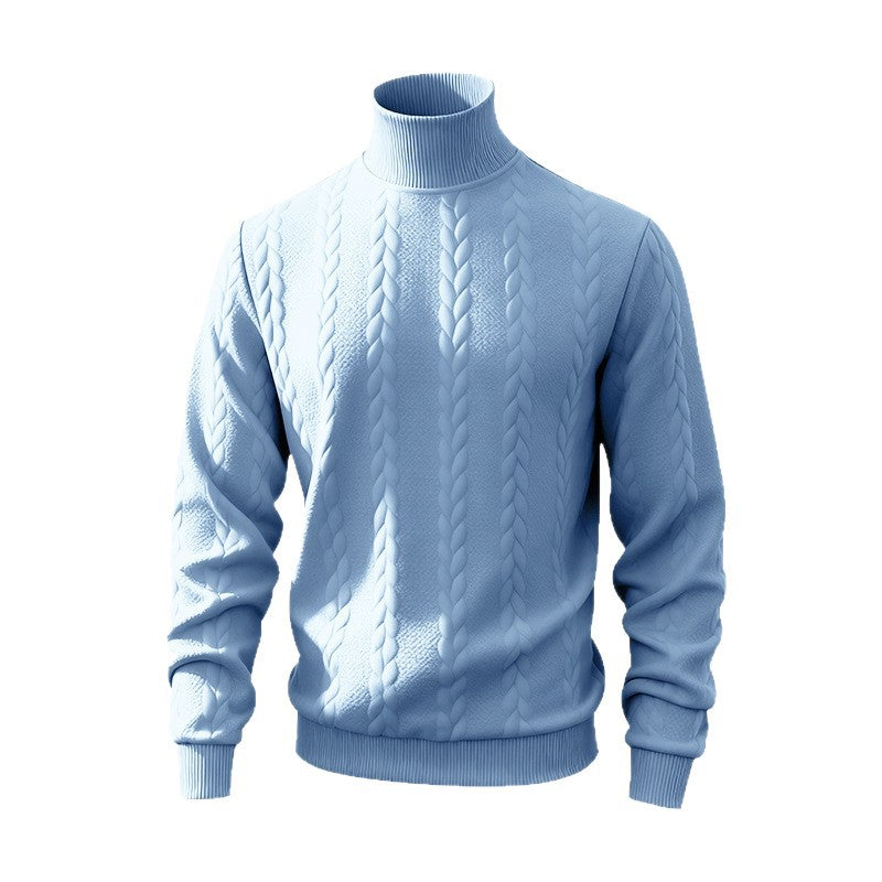 Herren nan feiner Zopfmuster-Rollkragenpullover mit schmaler Passform, geripptem Kragen und elastischen Bündchen Drune