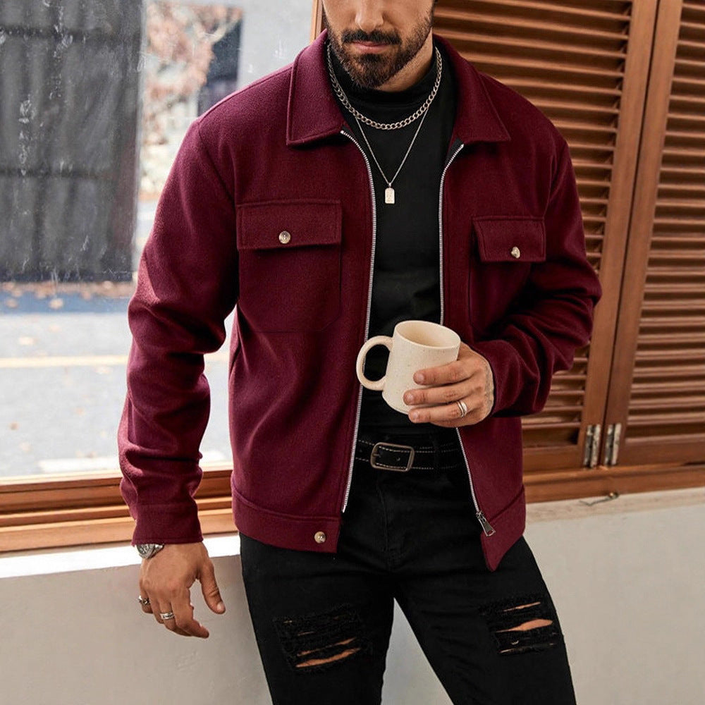 Herren nan CPO-inspiriertes Overshirt-Jacke mit aufgesetzten Brusttaschen und Reißverschluss Drune