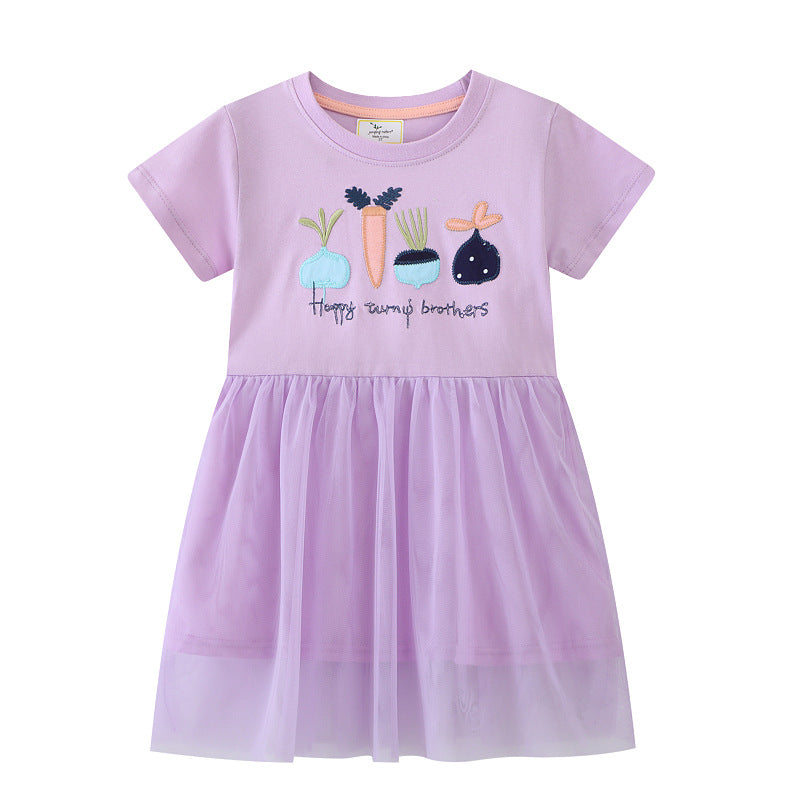 Mädchen Kleid mit floralem Stickdesign und Tüllrock Drune