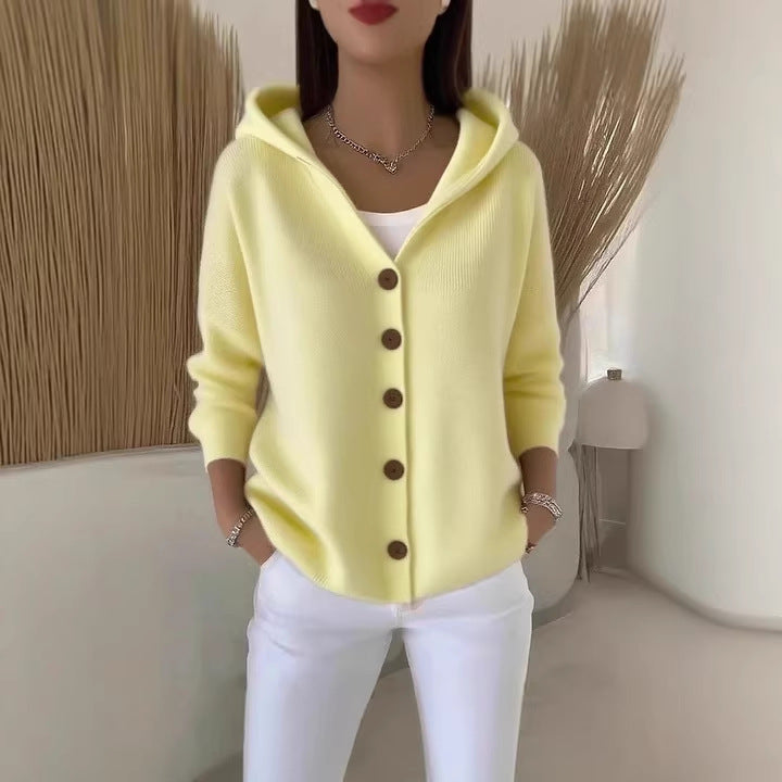 Damen nan Kapuzen-Cardigan mit Knopfleiste und lässiger Oversize-Passform Drune