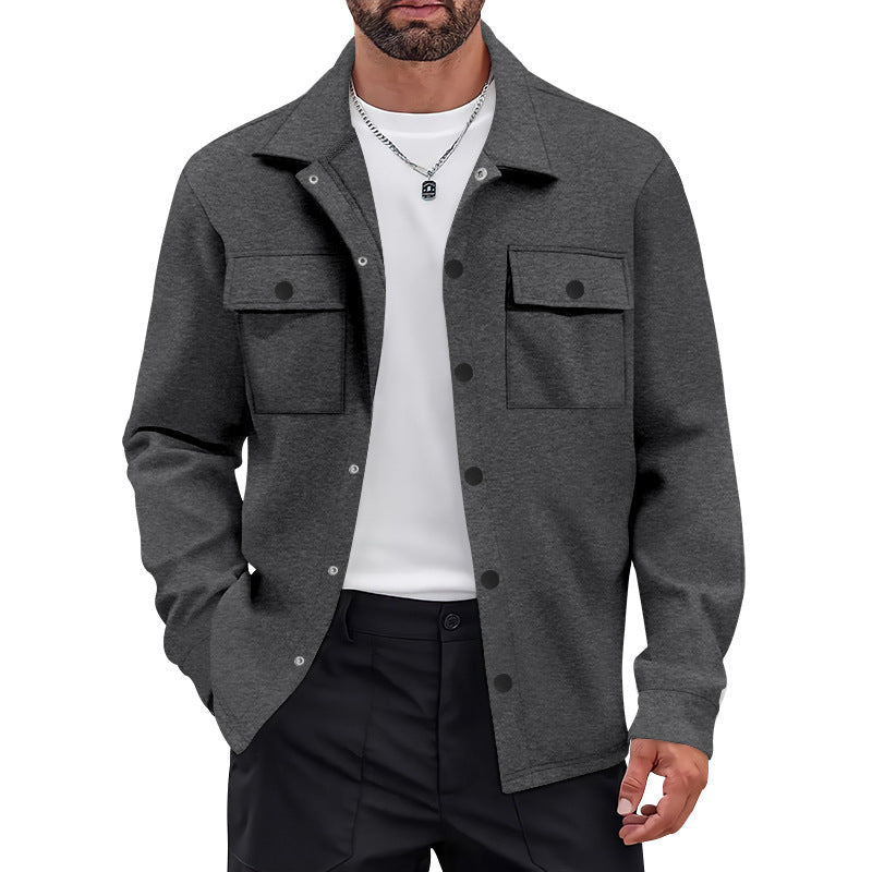 Herren nan Overshirt-Jacke mit Brustklappen, lockerer Passform und durchgehender Knopfleiste Drune