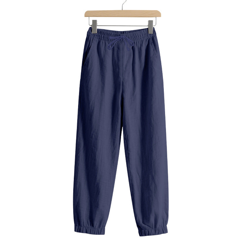Damen nan relaxed-fit Haremshose aus Leinenmix mit Tunnelzugbund und elastischen Knöchelbündchen Drune
