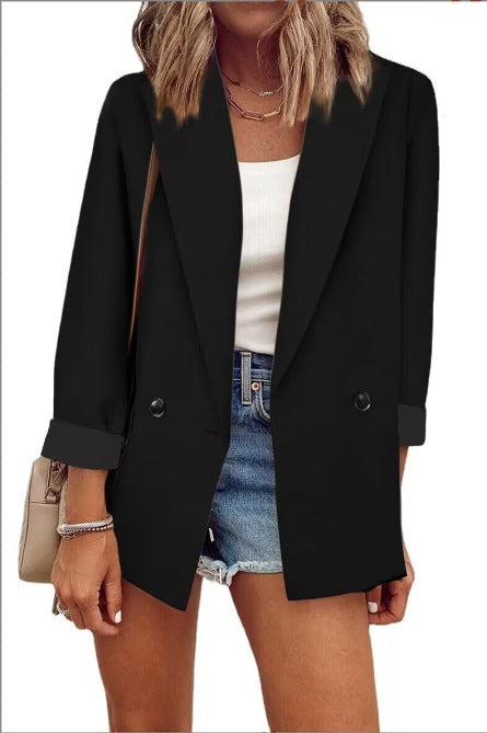 Damen nan legerer Oversize Blazer mit dreiviertelärmeln und kontrastmanschetten Drune