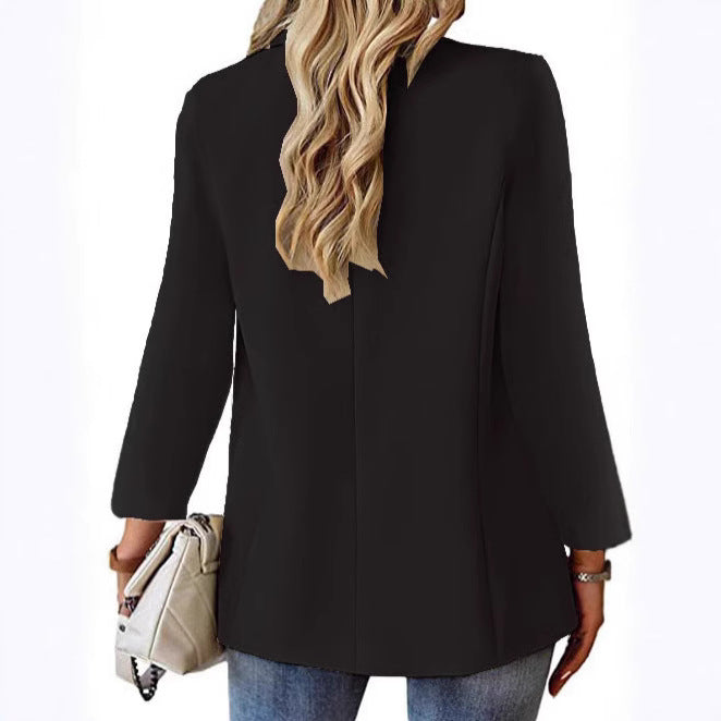 Damen nan taillierter Blazer mit Ein-Knopf-Verschluss Reverskragen und Pattentaschen Drune