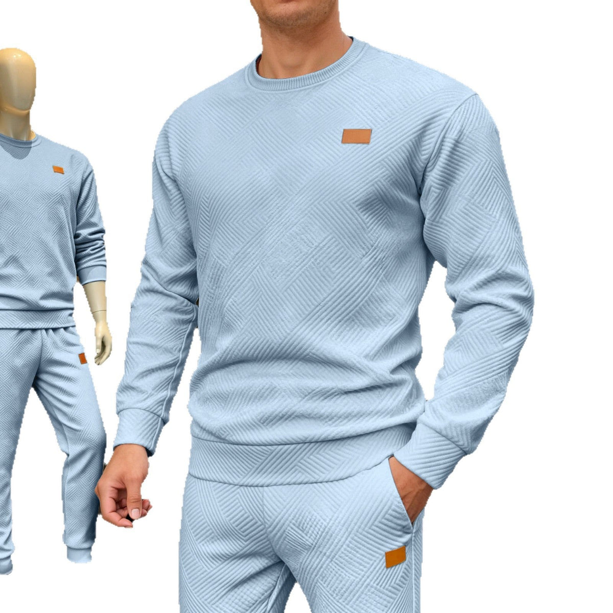 Herren nan strukturierter Baumwollstrickpullover mit Rautenstruktur, Rundhalsausschnitt und elastischen Bündchen Drune