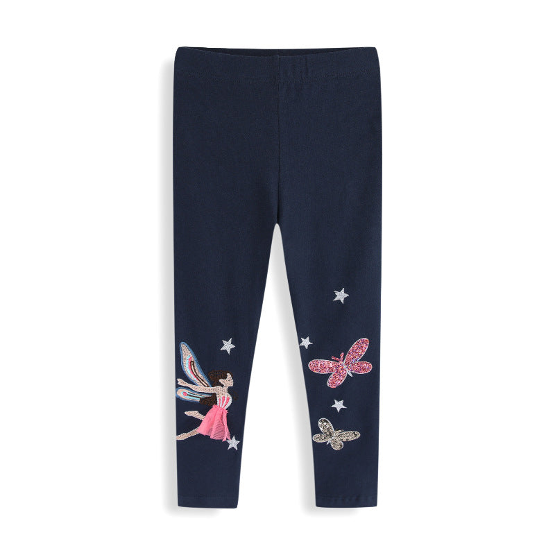 Mädchen Leggings mit glitzernden Feen- und Schmetterlingsapplikationen Drune