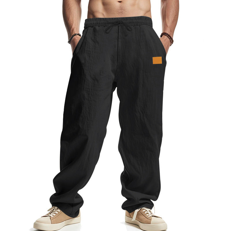 Herren nan lässige Oversize-Leinen-Jogginghose mit Elastikbund, Kordelzug und seitlichen Eingrifftaschen Drune