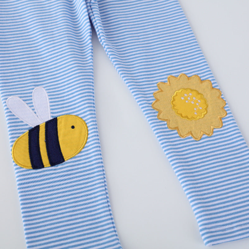 Mädchen Leggings mit buntem Bienen- und Sonnenmotiv Drune