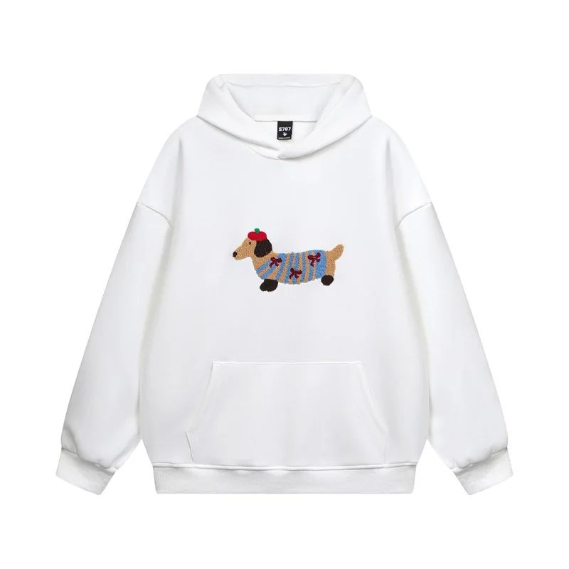 Oversize Hoodie Damen | Dackel-Stickerei & Formstabile Bündchen