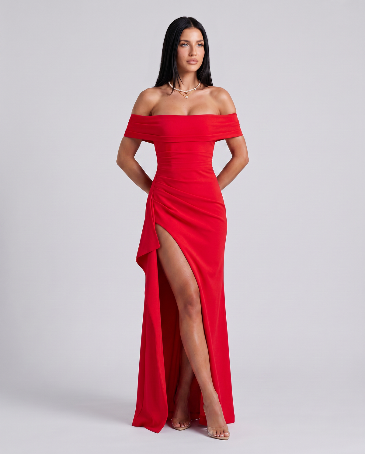 Damen Off Shoulder Maxikleid für elegante Abendmode