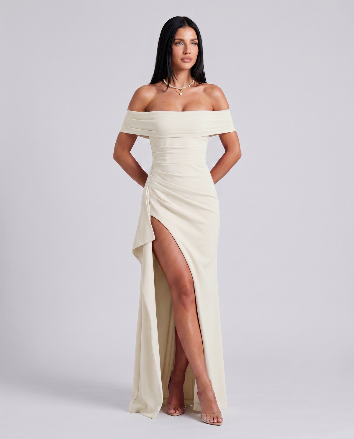 Damen Off Shoulder Maxikleid für elegante Abendmode