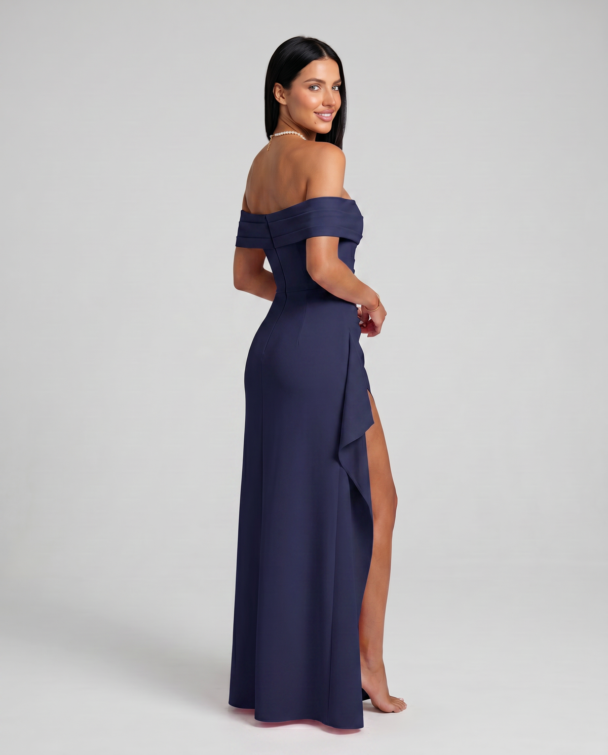 Damen Off Shoulder Maxikleid für elegante Abendmode