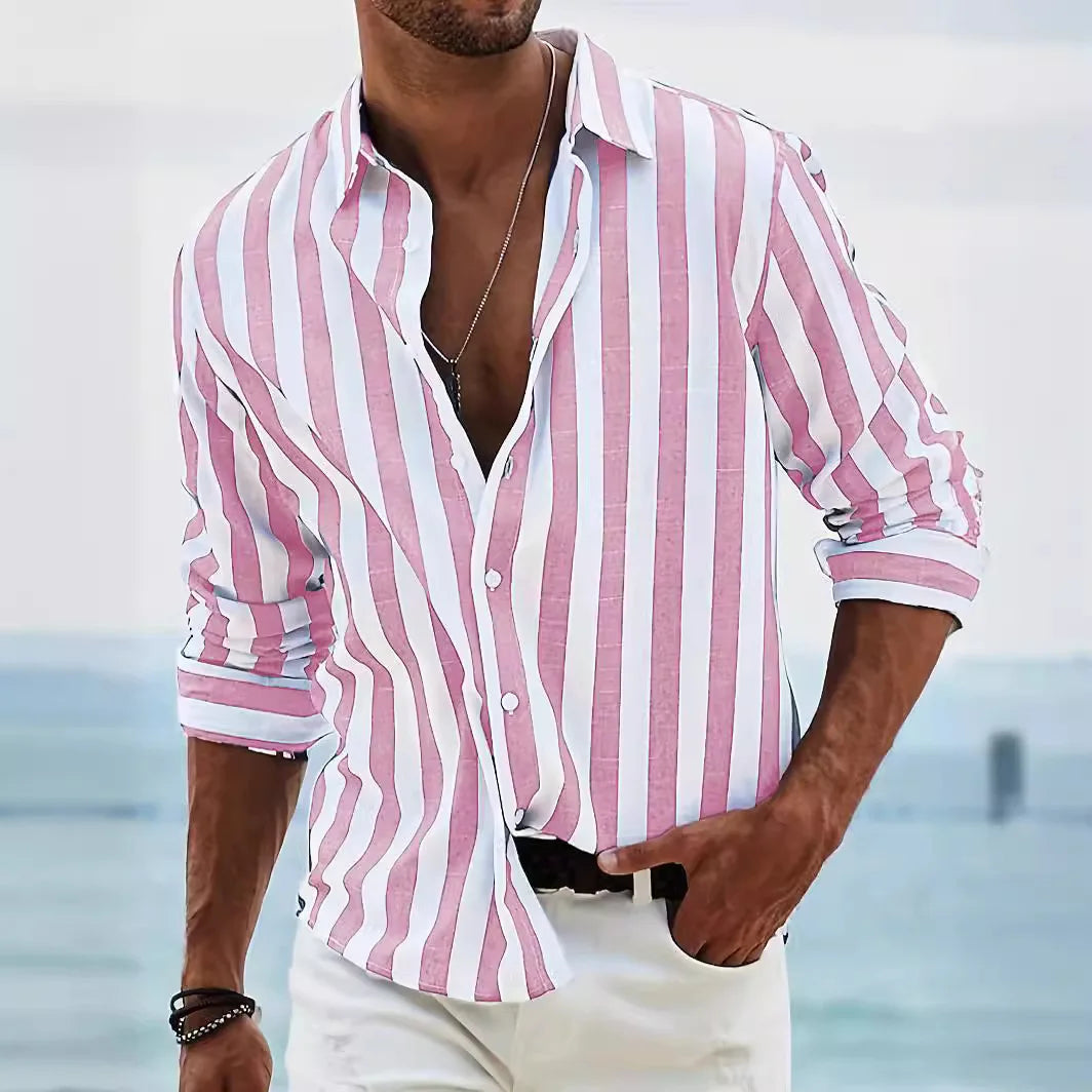 Polohemd Herren | Sommerliches Streifen-Design & Lässiger Langarm-Fit